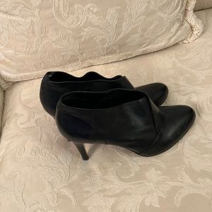 Black leather dress boots with 3.5 stiletto heels